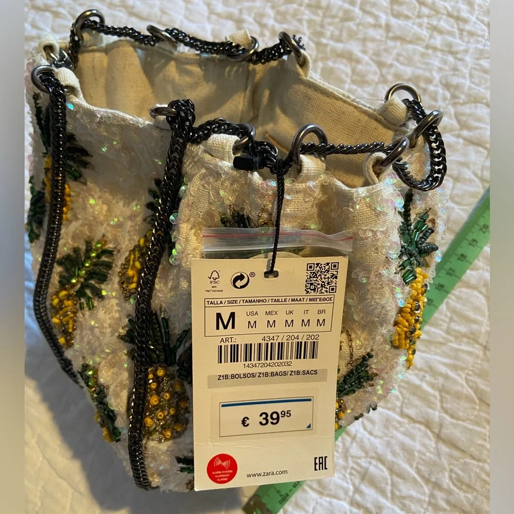 NWT ZARA Limited Edition Collection Pineapple Beaded Purse - Picture 10 of 13